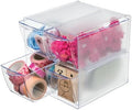 Deflecto Stackable Cube Organizer, Desk and Craft Organizer, 4 Drawers, Clear, Removable Drawers and Dividers, 6"W x 6"H x 7 1/8"D (350301CR) by Deflecto