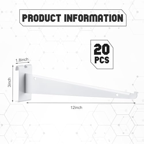 Blulu 10 Pcs 12" Gridwall Knife Shelf Bracket with Lip Metal Wire Gridwall Brackets Hooks Grid Wall Panels Hanger Heavy Duty Shelf Grid Wall Accessories for Home Business Boutique Display (White) - Image 3