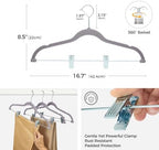 HOUSE DAY Velvet Pant Hangers with Adjudtable Clips 20 Pack, Gray - Image 2