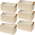SNWDN 6 Pack Closet Cloth Storage Bins with Handles (Beige 15''L x 10.2''W x 8.2''H) by Unknown