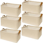 SNWDN 6 Pack Closet Cloth Storage Bins with Handles (Beige 15''L x 10.2''W x 8.2''H) by Unknown