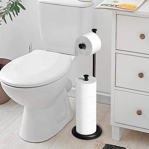 Toilet Paper Holder Free Standing, Black Toilet Paper Holder, Bathroom Storage for 5 Mega Rolls, 27.6”H - Image 7