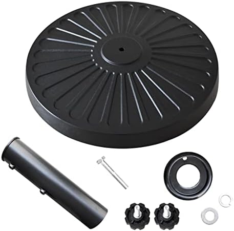 EliteShade USA 18" Patio Umbrella Base Stand, 30LBS Heavy Duty Cast Resin Outdoor Umbrella Stand Holder With 2 Adjustable Knobs for Garden Table, Rust-Free Large Umbrella Base for Backyard, Deck, Lawn, Poolside Fits 1.5"-1.9" Poles, Black - Image 4