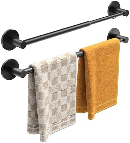 Magnetic Towel Bar, Adjustable Towel Rod, Matte Black, 2 Pack by MIROAMZ