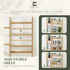 CAPHAUS Over -The -Toilet Storage Shelf,7-Tier Bamboo Bathroom Organizer Shelf Rack Over Toilet with Adjustable Feet & Hooks, Freestanding Toilet Shelf for Bathroom Laundry Balcony Plant Stand,Black - Image 5
