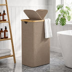 efluky Double Laundry Hamper with Lid and 2 Removable Bags, Brown - Image 5