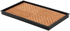 Anji Mountain Heavy Duty Waterproof Rubber Shoe Storage Mat Organizer/Boot Storage Multi Use for Entryway with Coir, Tan Cross Embossed Insert, Fits 2 Pair (24.5" Wide) by AnjiMountain