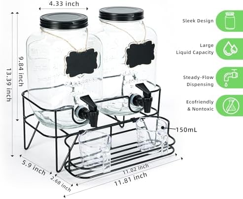Roetell 2 Sets 1 Gallon Laundry Detergent Dispenser with Stand, Measuring Cup, Glass Laundry Detergent Containr for Laundry Room Organization - Image 2