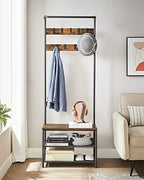VASAGLE Hall Tree with Bench and Shoe Storage, 9 Movable Hooks, Top Bar - Image 3