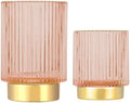 DASITON Makeup Brush holder Organizer,Crystal Cosmetic Makeup Brush Glass Brushes Storage Holder, Vintage Make Up Brush Cup Pen Pencil Holder striped vase(Pink S+L) by DASITON