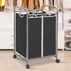 STORAGE MANIAC 2 Section Laundry Sorter, Laundry Hamper with Wheels, Black - Image 2
