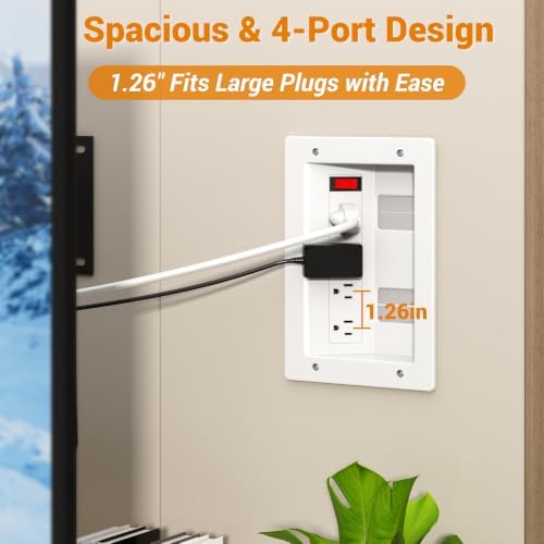 3 Usage Modes in Wall Cable Management Kit with Recessed Power, 4 Outlets - Image 4