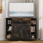 4 EVER WINNER 45" Corner TV Stand for 55-Inch TVs with Storage, Rustic Oak by 4EVERWINNER