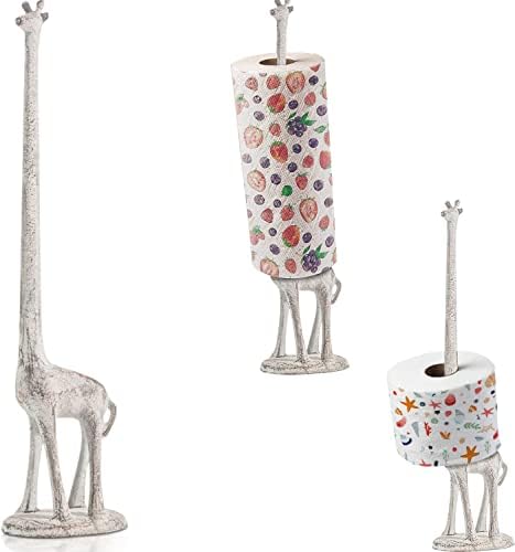 Comfify Antique White Giraffe Paper Towel & Toilet Paper Stand – 18.9" by Comfify