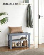 SONGMICS Shoe Rack Bench, 3-Tier Bamboo Entryway Bench, 27.6 Inches Width - Image 2