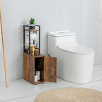 SUNTAGE Small Narrow Bathroom Storage Cabinet w/Toilet Paper Roll Holder, Slim Toilet Paper Storage for Bathroom, Brown by suntage