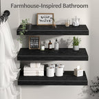 QEEIG 12" Deep Floating Shelves for Wall (Black, Set of 3, 23.6" x 12") - Image 6