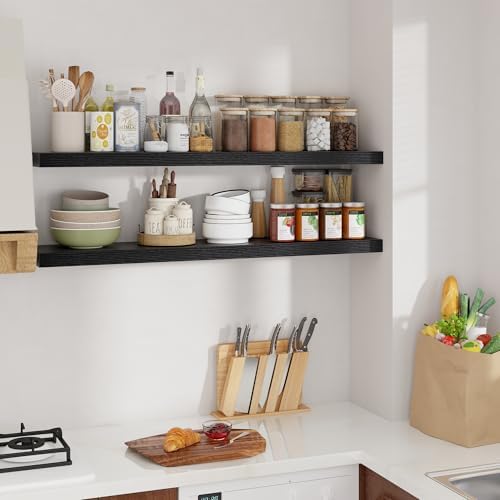 48 inch Floating Shelves for Wall, Extra Long Black Wall Shelves - Image 4