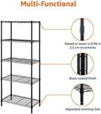 Amazon Basics 5-Shelf Multipurpose Adjustable Steel Garage Shelving Unit, Storage Rack for Kitchen, 200 lbs Per Shelf, Easy Assembly, 13.4"D x 23.2"W x 60"H, Black - Image 5