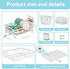 Dish Drying Rack for Kitchen Counter,12.8" W x 16.9" L,White - Image 6