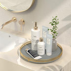 Oroyutor 13-Inch Gray Wooden Lazy Susan Spice Organizer with Gold Rail - Image 4
