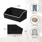 Homsorout Closet Baskets for Shelves Trapezoid - Decorative Storage Baskets with Handle, Closet Bins for Organization, Shelf Storage Bins for Clothes, Books, Home, Office, 8 Pack, Black - Image 2