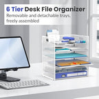 Daltack 6-Tier Paper Organizer for Desk with Handle, White, 2 Pack - Image 5