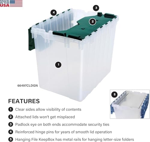 Akro-Mils KeepBox 18G Storage Box, Lid Attached, Stackable, Clear/Green 3pk - Image 7