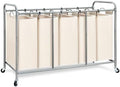 STORAGE MANIAC 5 Section Laundry Sorter, Laundry Hamper with Wheels, Beige by STORAGEMANIAC