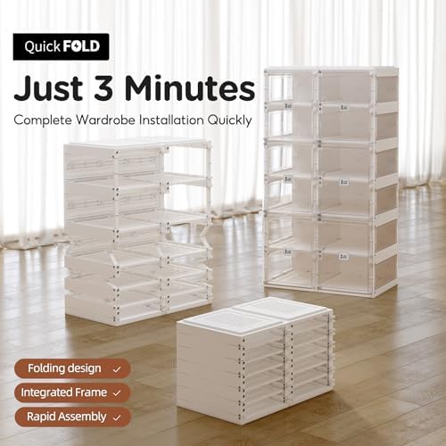 ANTBOX Foldable Shoe Rack,Shoe Organizers for Closet Plastic Shoe Storage Box Space Saving for Entryway, Large Sturdy Stackable Sneaker Cabinet Bins with Magnetic Clear Door 6 Tiers 12 Pairs - Image 4