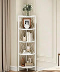 CHOEZON 5-Tier Corner Shelf, Corner Bookcase, 55.2" Tall Vertical Display Rack, Plant Stand, Open Storage Shelf, for Living Room, Bedroom, Study, Kitchen, White TCJ12WB by Choezon