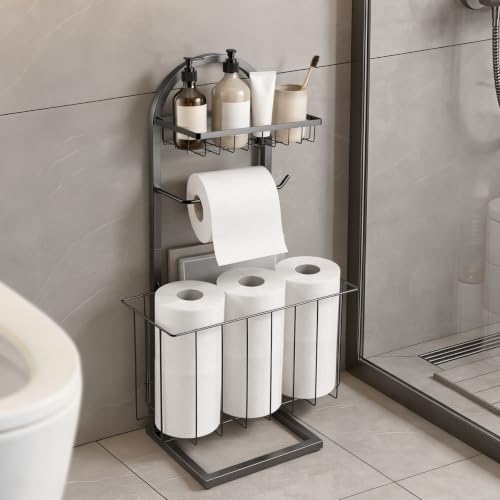 Toilet Paper Holder Stand Freestanding with Storage Basket for Bathroom by Unknown