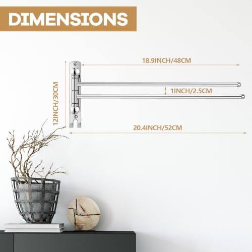 Teenyyou 20.4" Swivel Towel Rack 2 Arms 304 Stainless Steel Sliver - Image 2