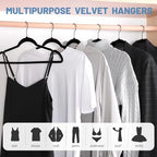 HOUSE DAY Black Velvet Hangers 60 Pack, Non Slip Felt Hanger, Slim Velvet Clothes Hangers for Suits, Shirt, Heavy Duty Coat Hanger for Closet - Image 2