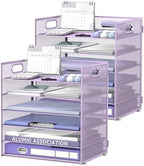 Daltack 6-Tier Paper Organizer for Desk with Handle, Purple, 2 Pack by DALTACK