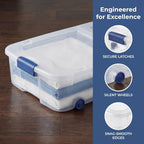 Under Bed Storage Bin 66 Quart, Clear Rolling Container with Wheels & Lid (1 Pack) - Image 5