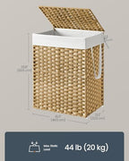SONGMICS HOME Laundry Hamper with Lid, Clothes Basket with Removable Liner and Handles, 23.8 Gallon, Foldable Narrow Laundry Organizer for Bathroom, Bedroom, Light Brown - Image 6
