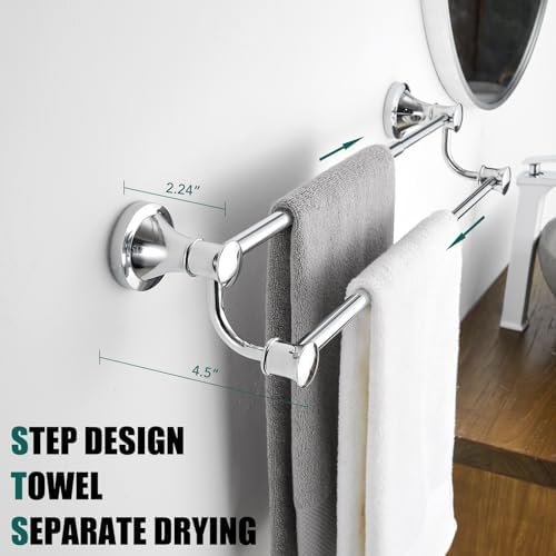 Hoimpro Double Towel Bar Towel Rack for Bathroom Wall Mounted Chrome - Image 5
