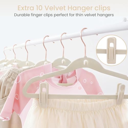 Baby Hangers, Velvet Newborn Hangers, 11 Inch, 50 Pack, Beige - Image 5