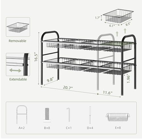 Under Sink Organizers and Storage,Expandable under cabinet organizer Shelf - Image 6