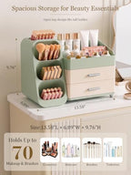 Booklov Large Makeup Organizer for Vanity Countertop, Green Cream - Image 2