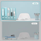 SUPEASY Desk Organizers Metal Desk Magazine File Holder with 5 Vertical Compartments Rack File Organizer for Office Desktop, Classroom, Home Workspace, Blue Plus - Image 5