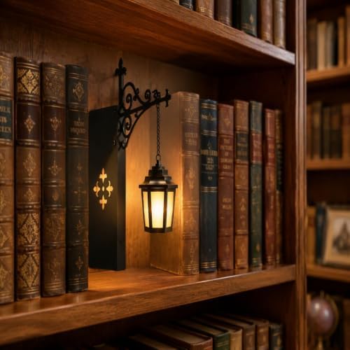 3PCS Library Lantern Mini Bookshelf Lamp, Decorative Book Lights with Warm LED, Vintage Bookend Bookshelf Lighting for Reading, Home Library, Study Desk, Display Shelf, Gift for Book Lovers - Image 5