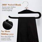 Velvet Hangers Non Slip,40 Pack Space Saving Pants Hangers,Thin Space Saving Clothes Hanger for Closet, Durable Heavy Duty Hanger with 360 Swivel Hook for Pants Towel Jeans(Black) - Image 4