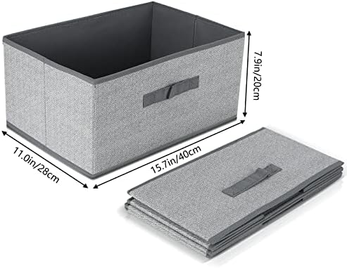 DAYARD Fabric Bins [3-Pack], Foldable Cube Baskets Storage Boxes for Shelves, Closet, Bookshelf, Nursery Organizer Containers, 16 x 11 x 8 inch Grey… - Image 5