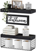 QEEIG ‎Bathroom Shelves with Decor Sign (Black, 15.7") by QEEIG