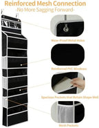 Over the Door Organizer, Door Storage Organizer with Large Capacity Pockets, Hanging Shelves for Bedroom, Closet, Dorm, Pantry (Black, 6-Tier) - Image 4