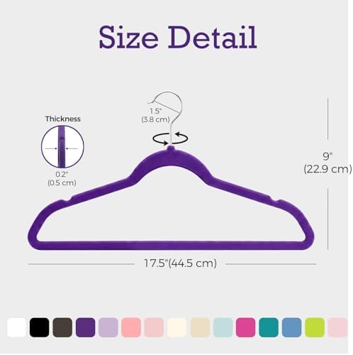 HOUSE DAY Noble-Purple Velvet Hangers 60 Pack, Non Slip Clothes Hanger - Image 5