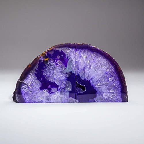 AMOYSTONE Purple Agate Bookends, Small Crystal Book Ends for Bedroom Shelves - Image 6