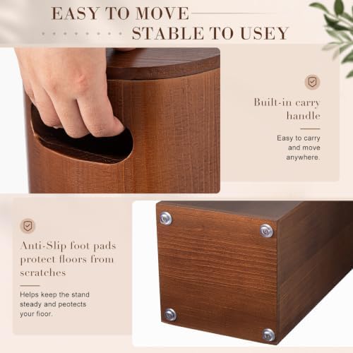 Wooden Toilet Paper Roll Holder, Toilet Paper Stand, Rectangle - Image 4